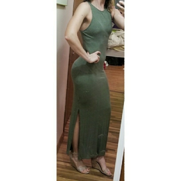 target green maxi dress